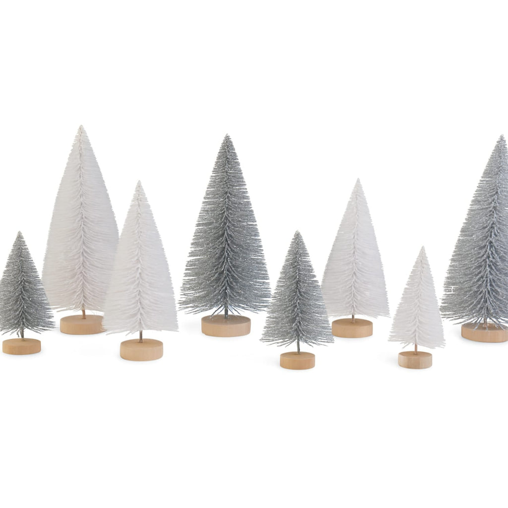 Frosted Spirit Sisal Brush Christmas Trees Set Of 8, product image 2