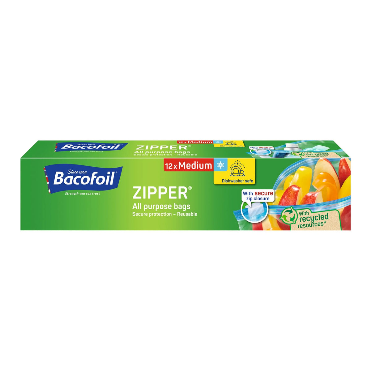 Bacofoil Zipper All Purpose Bags 12 Pack - Medium